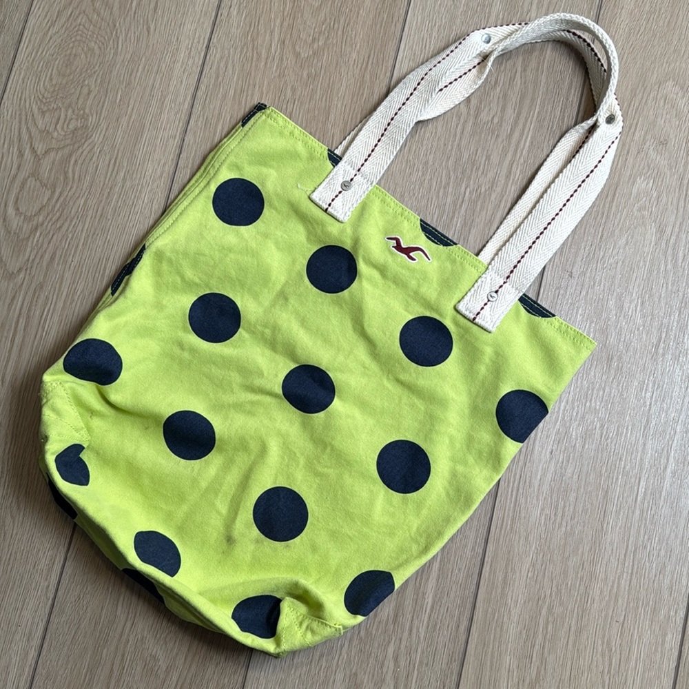 Y2K Hollister Polka Dot Tote Bag Green & Blue| Back to school Graphic Tote Retro